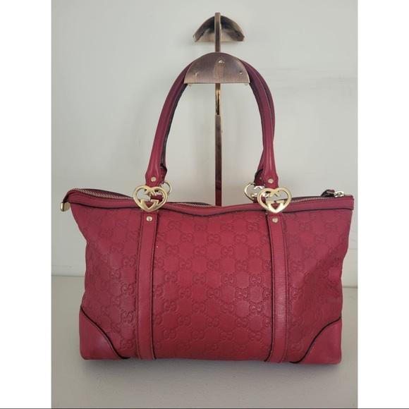 Gucci Guccissima Lovely Heart Red Tote - Picture 2 of 7